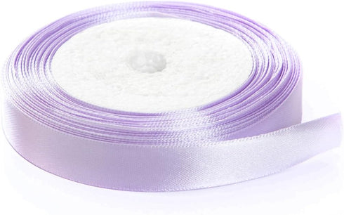 Solid Color Satin Fabric Ribbon for Craft, Gift Wrapping, Hair Bow, Wedding Deco … (Light Purple, 3/4" x 25 Yards)...