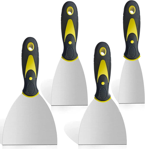 4 Pack Putty Knife Scraper, 2" 3" 4" 5" Putty Knife Set, Stainless Steel Putty Knife Scraper, Wallpaper Scraper Paint Scraper Tool for Spreading D...