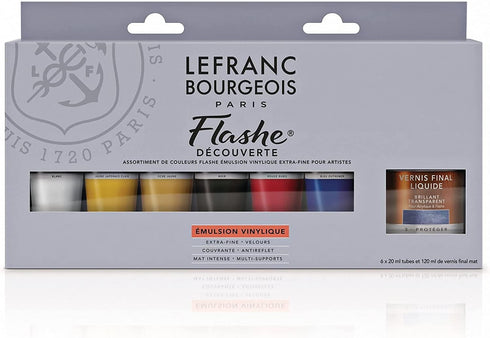 Lefranc Bourgeios Flashe Vinyl Paint, Discovery Set, 6x20ml + Matte Varnish, 7 Count...