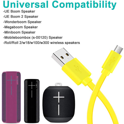2-Pack USB Charger for Logitech UE Boom Speaker,Micro USB Cable Power Charging Cord Replacement for Ultimate Ears Wonderboom/UE Boom 2/Megaboom/Mi...
