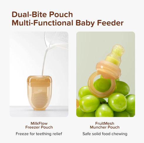 Baby Breastmilk Freezer Tray Breast Milk Popsicle Molds Cooling Fruit Feeder with Pouch Silicone Infant Solid Food Vegetable Purees Feeding Feeder...
