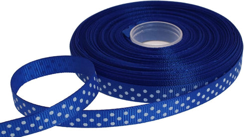 Polka Dot Grosgrain Ribbon 25 Yard Each Roll 100% Polyester (3/8", Royal Blue)...
