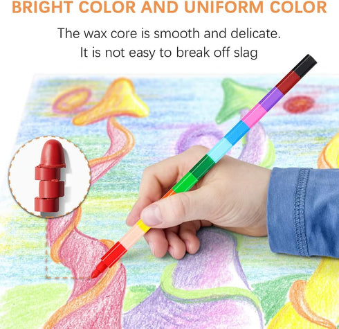 15 Pcs Stackable Crayons, Stacking Crayons Bulk, Rainbow Party Favors Mini Crayon Packs, Kids Colorful Buildable Crayon for Children Toddlers Draw...