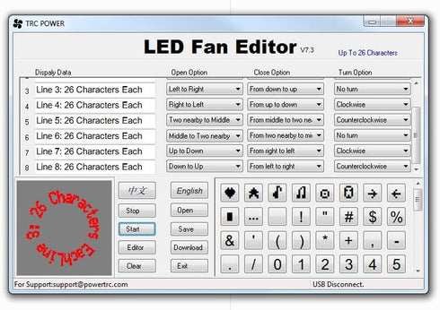 PowerTRC LED Programmable Message Fan with Customized Drawing - USB Powered (Green LED)...