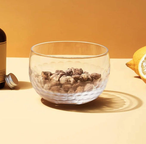 Amehla 18-ounce Nut Bowl, Snack Jar and Candy Dish with Hammered Finish, Handblown Glass End Table Piece...