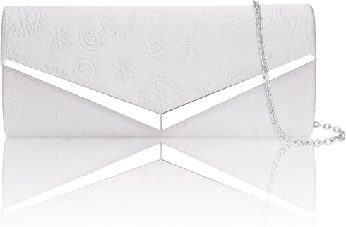 Larcenciel Clutch Purses for Women, Formal Satin Envelope Evening Bags w/Chain for Wedding, Night Out, Cocktail, Prom, Party...