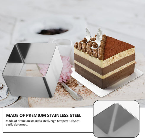 UPKOCH 4" Square Mousse Mold, Stainless Steel Cake Ring for Tiramisu Cheesecake Dessert, Precision Cut Multi-Use Baking Tool, Dishwasher-Safe...