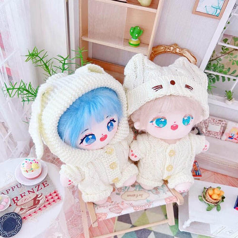 niannyyhouse 20cm Plush Doll Clothes Cat Hat Woolen Thread Onesies 8in Doll Accessories (B)...