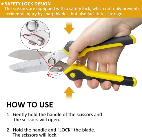Scissors Heavy duty 9-inch, Shears Multipurpose, Easy Cutting Iron Sheet, Carpet, Leathers, Tin, Wires...