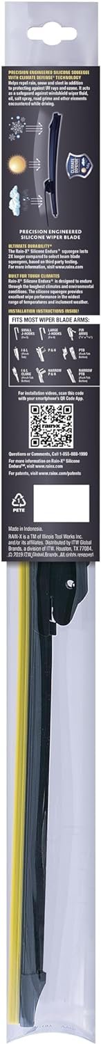 Rain-X 830124 Silicone Endura Wiper Blades, 24 Inch Windshield Wipers (Pack of 1), Automotive Replacement Windshield Wiper Blades With Two Times L...