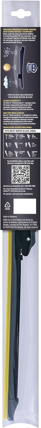 Rain-X 830128 Silicone Endura Wiper Blades, 28 Inch Windshield Wipers (Pack of 1), Automotive Replacement Windshield Wiper Blades With Two Times L...