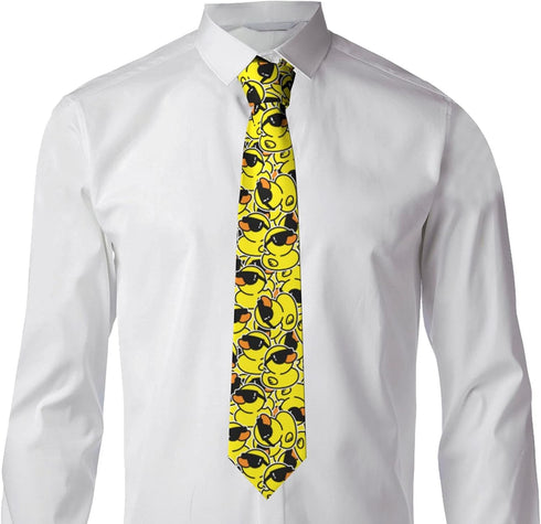 Duck Mens Tie Cool Duck With Sunglasses Necktie,Fun Print Woven Slim Neck Ties for Men...