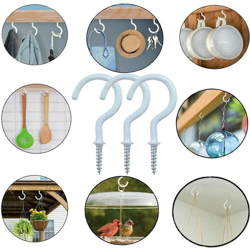 24 Pack 2.9 inch Cup Hooks Metal Ceiling Hooks, Household Screw-in Utility Storage Hook (White, 2in)...