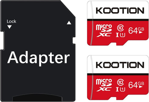KOOTION 64GB Micro SD Card 2 Pack Micro SDXC Memory U1 Card Class 10 Micro SD Cards 64GB High Speed TF Flash Card, C10, U1, 64 GB (2 Pack)...
