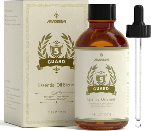 ARVIDSSON Five Guards Essential Oil Blend 4 Fl. Oz (120ml), Thieves Essential Oil, Combination of Clove, Eucalyptus, Lemon, Cinnamon, Rosemary Ess...