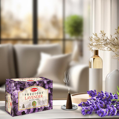 HEM Precious Lavender Incense Cones - Pack of 12 - 120 Count - HEM Incense of India...