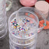 Hipiwe 2 Packs 5 Slot Clear Plastic Round Storage Jars - Art Craft Accessory Organizer Box Jewelry Beads Sewing Pills Container Holder for Storage...