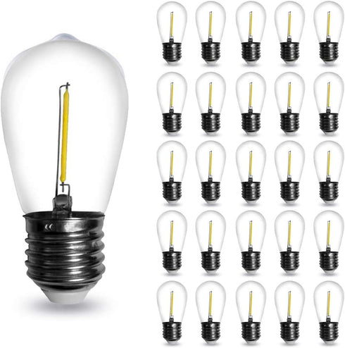 25-Pack S14 LED Bulb String Light Bulbs 7 Watt Equivalent Equivalent Daylight White 6000K 0.65W E26 LED Edison Replacement Light Bulbs for Indoor ...