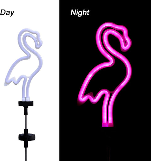 Flamingo Solar Garden Stake Light, 1 Pack Outdoor Solar Pathway Light for Lawn Patio Yard Walkway, Neon Pink Lighting (29.5" Height)...