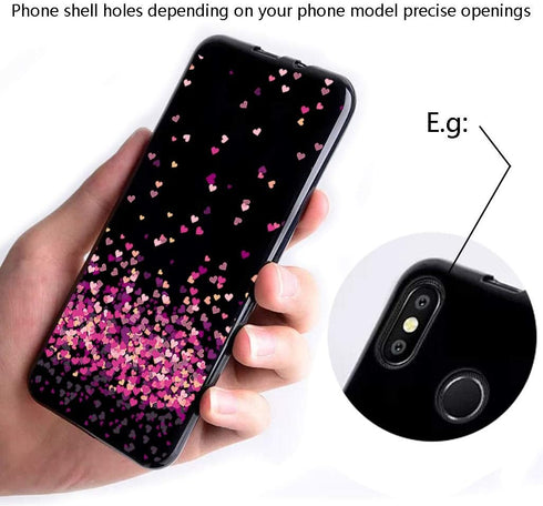 Case for Oukitel C17 Pro with Phone Stand + Tempered Glass Screen Protector, Flexible Soft Black TPU Red Heart Shell Silicone Gel Protective Case ...