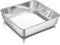 P&P CHEF Square Baking Cake Pans, Small Stainless Steel Lasagna Brownie Pan For Birthday Cake Bread Pie, Non-toxic & Durable, Smooth Rim & Leakpro...