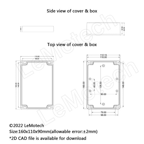 LeMotech Electrical Box ABS Plastic Project Box IP65 Waterproof Junction Box Project Case Universal Enclosure for Electronics Black 6.2X 4.2X 3.4 ...