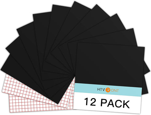 HTVRONT Black Permanent Vinyl, 12 Pack Black Vinyl for Cutting Machine - 10 Permanent Sheets 12" x 12"& 2 Transfer Tape Sheets for Party Decoratio...