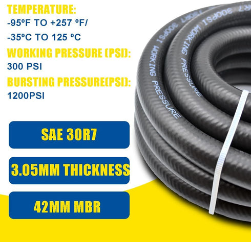 5/16 Transmission Cooler Hose SAE 30R7 Standard 10FT 300PSI Wroking Pressure - Perfect for Coolant, Engine Oil, and Fuel Line Application...