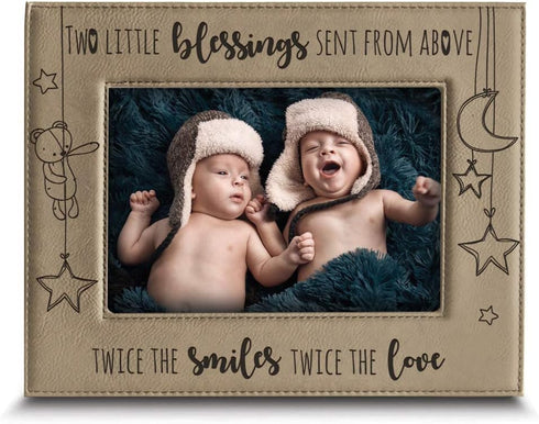 BELLA BUSTA- Twice The Blessings From Above, Twice The Smiles, Twice The Love-TWINS New Baby Gift-Twin Frame Boy Twins Girl Twins-Nursery décor-En...