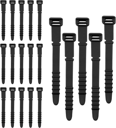 20pcs Silicone Cable Ties Reusable Zip Ties Black Elastic Cord Organizer Wire Management Ties Straps Bundling and Fastening Cable for Home Office ...