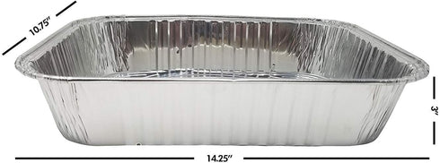 14" x 10" x 3" Aluminum Oblong Baking Pans 3” Deep Pans for Big Meals – Super Strong Foil Baking Tins - Ideal for Roasting Poultry, meats, Lasagna...
