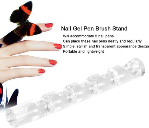2 Pcs Crystal Bar Pen Holder, Acrylic Nail Art Painting Pen Brush Stand for Drawing Pens, Nail Gel Polish Pen Brush Stand Holder Manicure Tool....