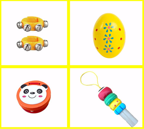 Toddler Musical Instrument, Wooden Percussion Musical Instruments Toy for Kids Toddlers, Preschool Educational Instrument Toy Set with Rattle Drum...