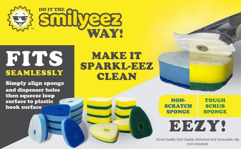 Smilyeez Heavy Duty Refill for Scrub Daddy Dish Daddy – (10 Pack) Dish Daddy Refills – Dish Daddy Sponge Replacement Head – Ideal for Dishwashing ...