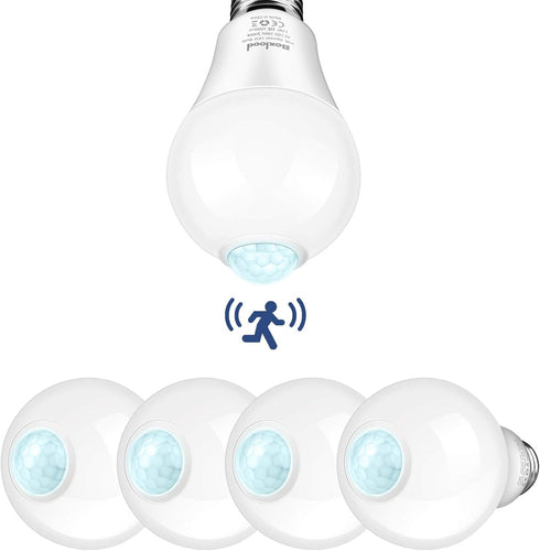 Boxlood Motion Sensor Light Bulbs, 12W(100-Watt Equivalent) PIR Motion Activated Dusk to Dawn Outdoor LED Light Bulb, E26 5000K Daylight, Perfect ...