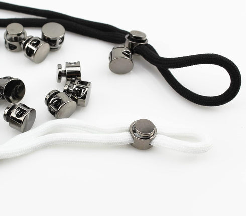 Metal Cord Locks for Drawstrings Round Cord Stopper Gunmetal Double Hole Spring Clasps Toggle Fastener Elastic Buckle for Shoelaces, Paracord, Bag...