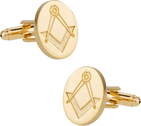 Gold Masonic Cufflinks for Men - Gold Freemason Cufflinks with Presentation Box...