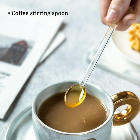 Generic 5Pcs Glass Stirring Spoons Heat Resistant Mixing Rod For Coffee Tea Yogurt Ice Cream Cocktail Cold Drink Salt Sugar Appetizers And Dessert...