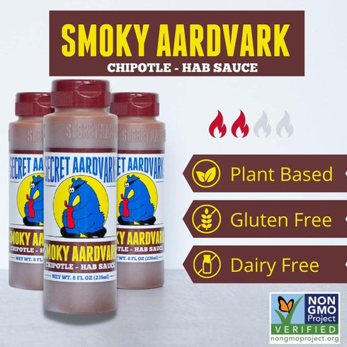 Secret Aardvark Smoky Chipotle Hot Sauce – Chipotle Peppers & Roasted Habaneros, Mild Hot Sauce, Non-GMO, Low Sugar, Low Carb, Gluten-Free Hot Sau...