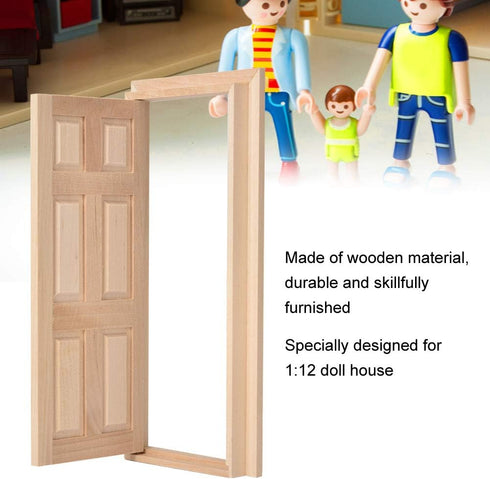 1:12 Doll House Mini Wooden Door, DIY Hollow Wooden Door Set Simple Styling 1: 12 for Dollhouse Living Room for Your Interior Model...