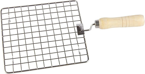 Stainless Steel Square Wire Roaster Rack, Papad Jali, Roti Jari with Wooden Handle/Easter Day Gift 13 Inch...