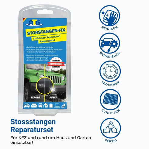 ATG® Car Bumper Repair Kit Black - Plastic Bumper Scratch Repair Kit - Dye Included - Suitable for unsealed and unpainted Guards...
