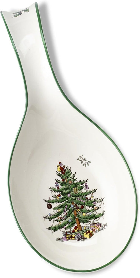 Spode Christmas Tree Spoon Rest, 12-Inch Festive Cooking Utensil Rest, Christmas Spatula & Ladle Holder for Kitchen Countertop, Fine Earthenware, ...