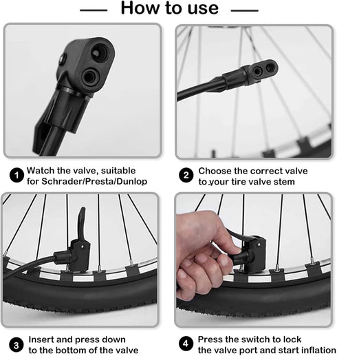 Hycline Portable Floor Bike Pump: Bicycle Tire Pump - 150/160 PSI High Pressure Air Pumps with Presta and Schrader Valve - Inflator for MTB BMX Ti...