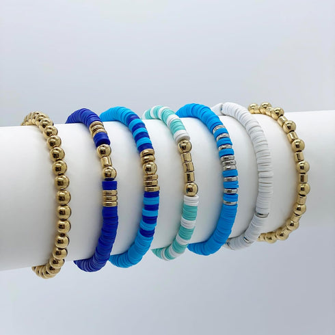 4320PCS Blue Clay Beads for Bracelets Making 6mm Blue Heishi Beads Friendship Bracelets Beads Gold Silver Spacer Beads for Jewelry Making Kit with...
