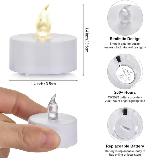 LED Tea Lights Candles- 24PACK Warm Yellow Flameless Candles Realistic and Bright Flickering Long Lasting 200Hours for Holiday Celebration,Party,H...