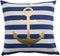 Nautical Decorative Pillow Cover, Stripes and Gold Anchor Pattern 18X18 (Navy Stripes)...