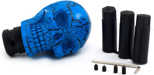 Skull MT Car Stick Shifter Handle, Gear Shift Knob Small Teeth Devil Skeleton Style Fit Most Manual Automatic Transmissions, Blue Pattern...
