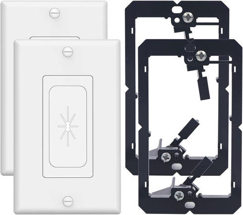 VCELINK Wall Plate Cable Pass Through with Mounting Bracket, Single Gang Flexible Rubber Opening Cable Outlet Cover for Low Voltage Cables, Wall M...