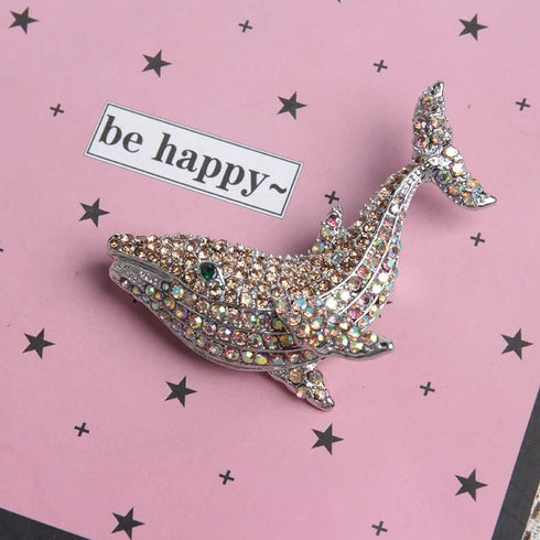 Wixine 2Pcs Blue Full Rhinestone Whale Fish Brooches Women Alloy Dolphin Animal Party Casual Brooch Pins Gifts...
